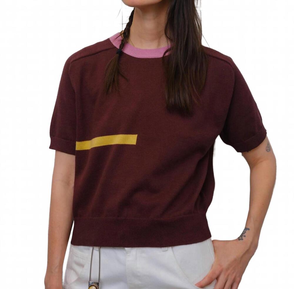 NEW THE ENDERY ruben short sleeve tee in maroon
